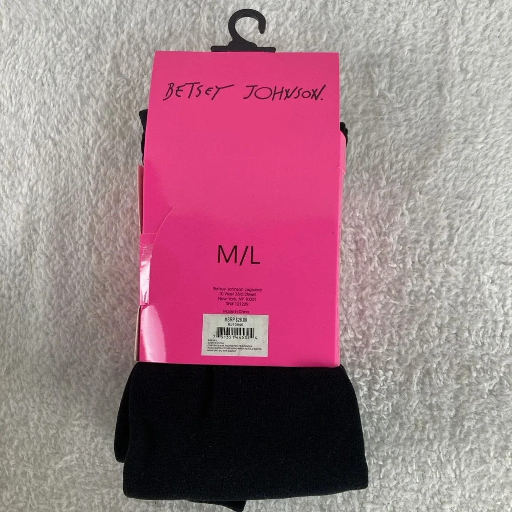 Betsey Johnson Fleece Lined Footed Tights Black‎ M/L